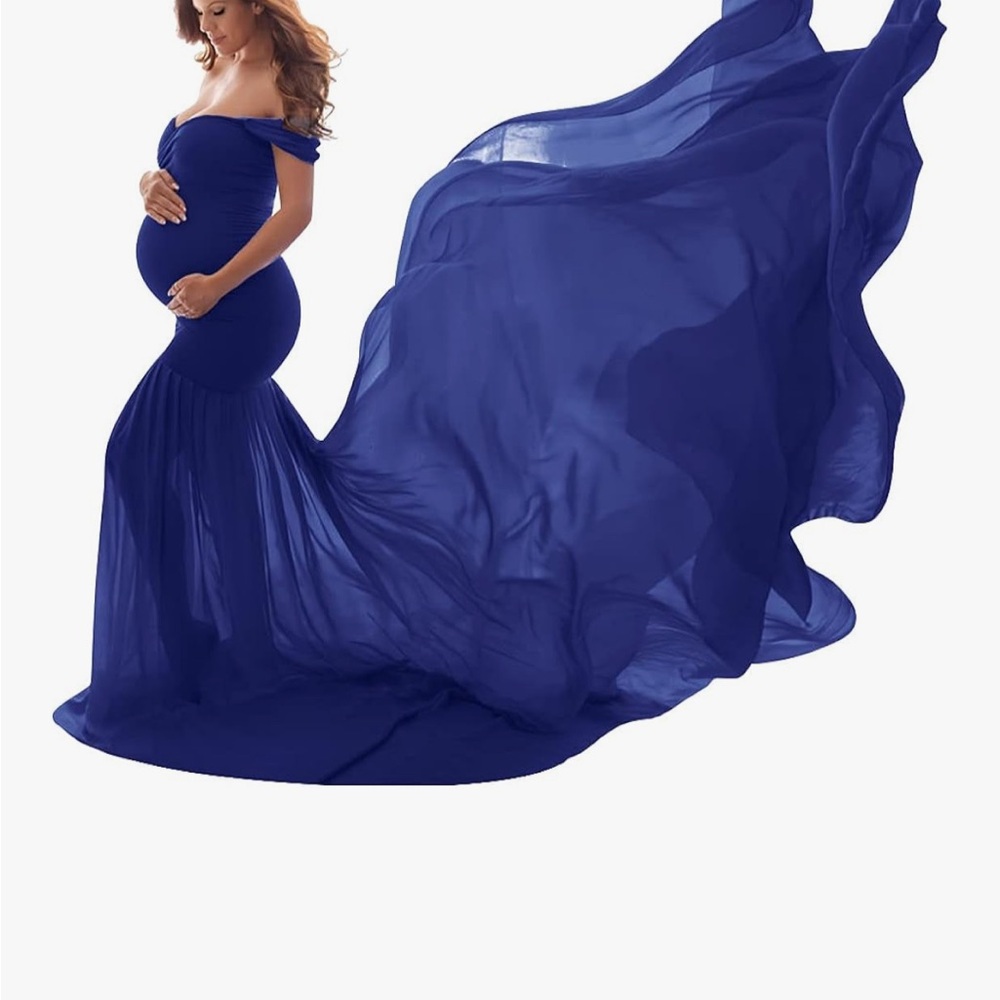 Elegant Royal Blue Maternity Gown